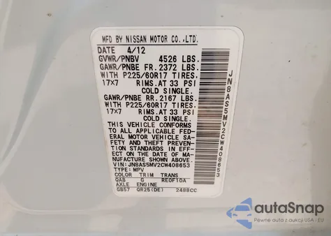 2012 Nissan Rogue Sv from USA, damaged, VIN JN8AS5MV2CW408653